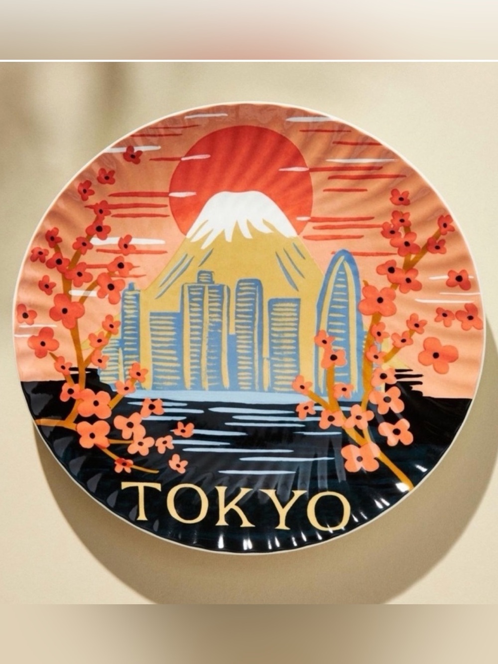 Anthropologie Rifle Paper Co Tokyo Jet Setter Dessert Plate 8.25” Japan Souvenir